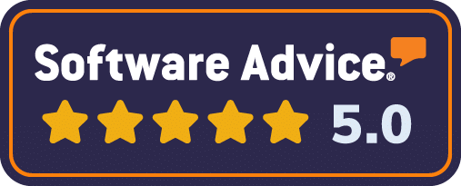 Avaliação nota 5 de 5 (100%) realizada por hoteleiros e pousadeiros no site Software Advice